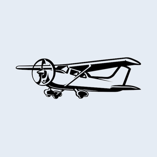 Premium light aircraft monochrome silhouette vector isolated