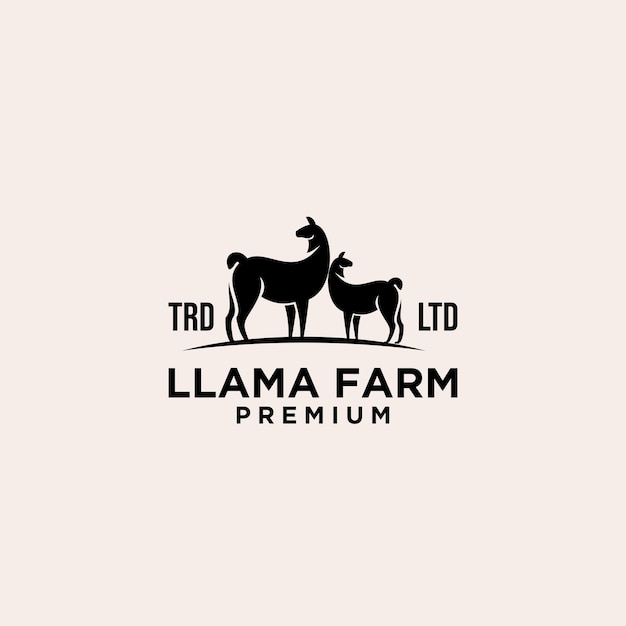 Premium Llama farm logo icon design vector illustration