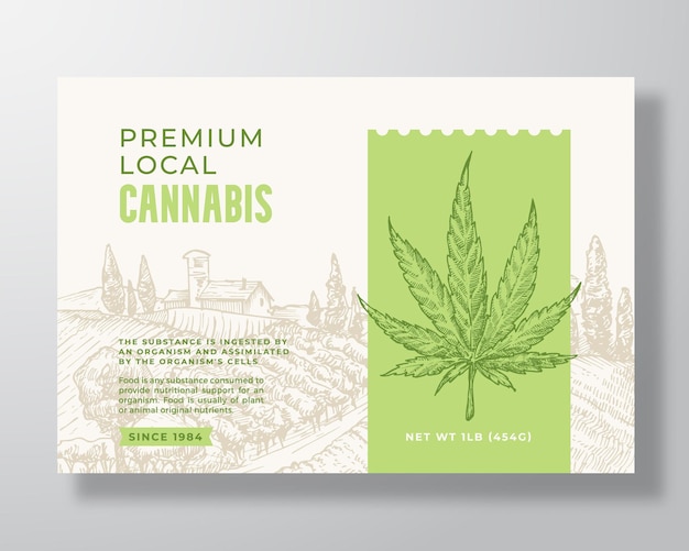 Premium local cannabis label template abstract vector packaging design layout modern typography bann...