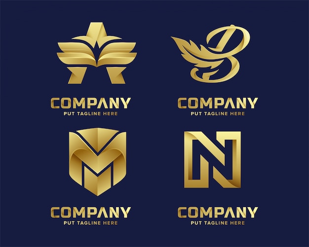 Premium luxury abstract letter initial gold logo template