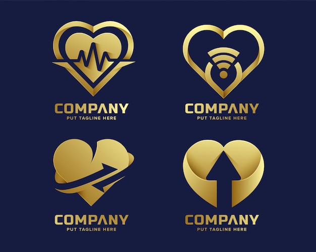 Premium luxury heart love golden logo collection