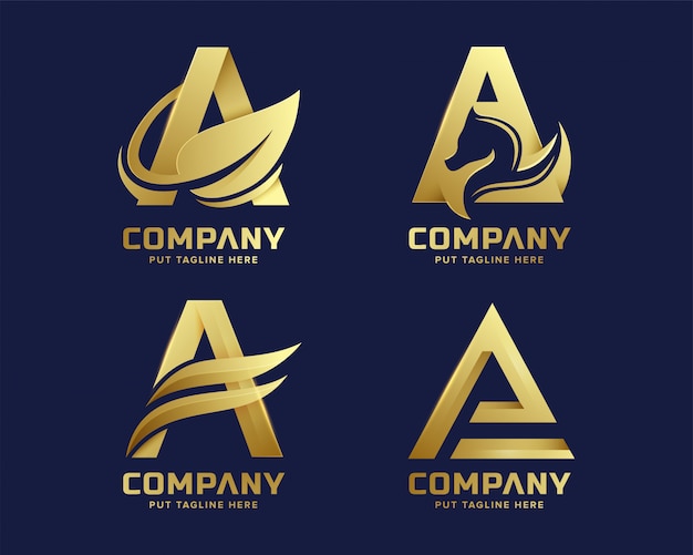 Vector premium luxury letter initial a logo template for company