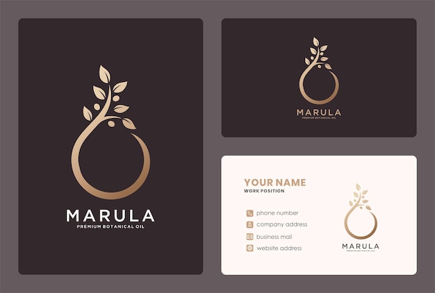 Premium maerula oil drop logo and business card design.