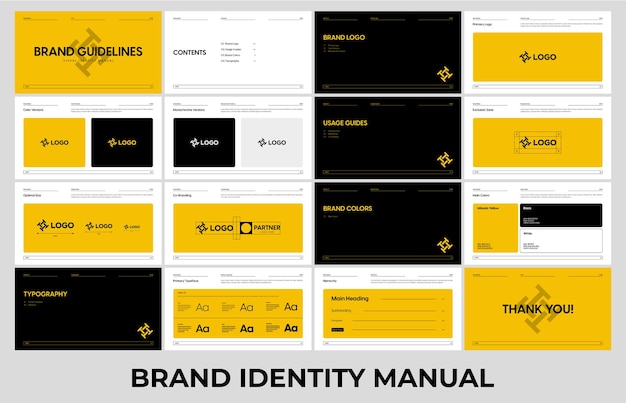 Premium minimal yellow and black brand guideline in landscape