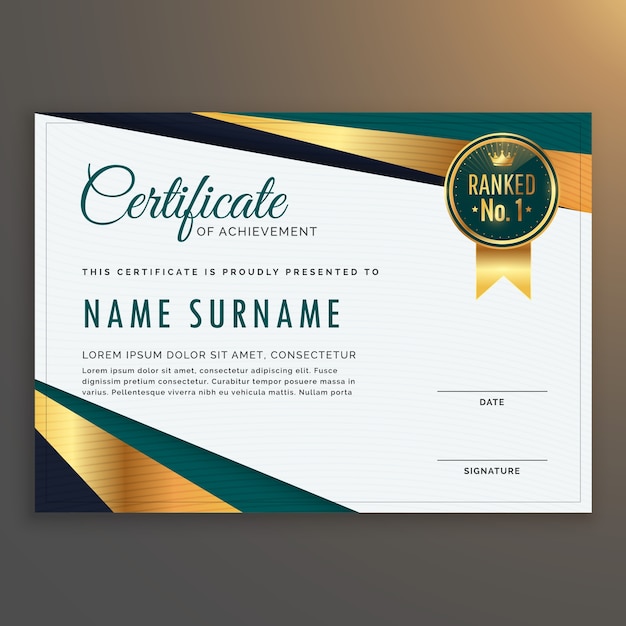 premium modern certificate template vector design