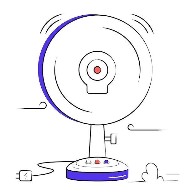 Premium music disc table fan sketchy illustration