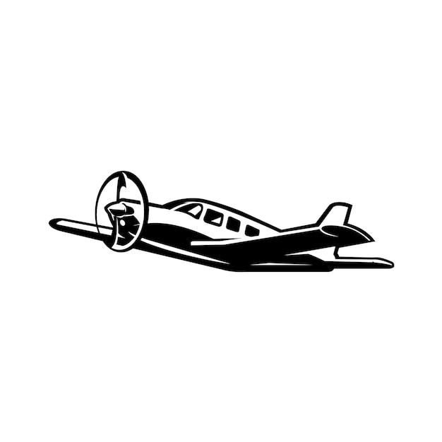 Premium private plane silhouette, small propeller, small aircraft vector image isolated