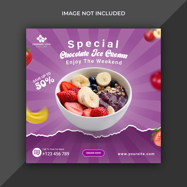 premium quality food ice cream social media banner design