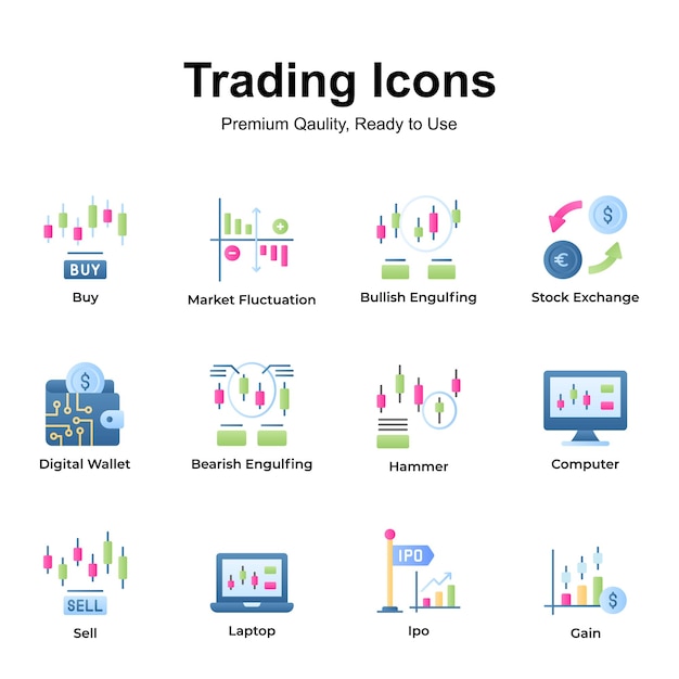 Vector premium quality pack of trading icons ready to use and download