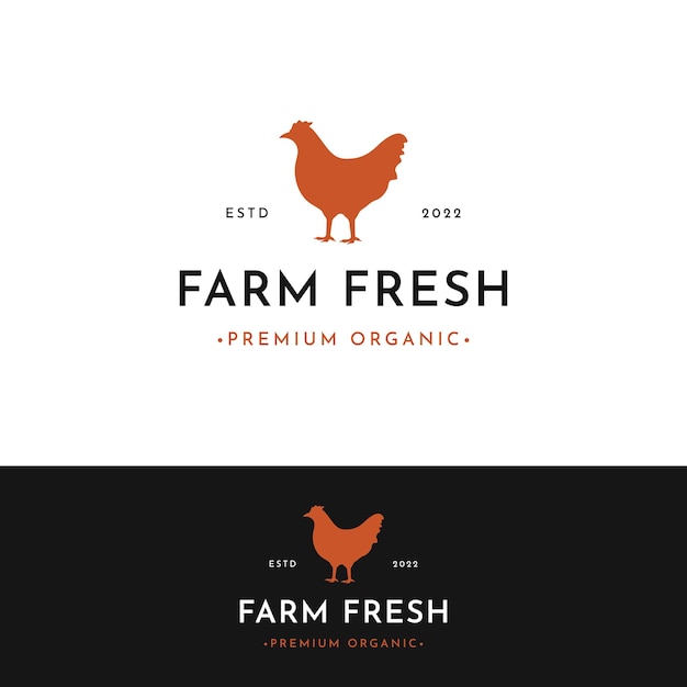 Vector premium quality retro vintage organic farm chicken template logodesign for badgebanerbusiness