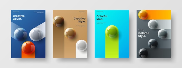 Vector premium realistic balls postcard template collection