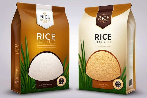 Premium Rice Product Package Mockup vector illustration