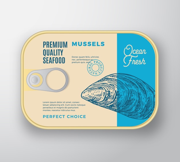 Premium Seafood Aluminium Container with Label Cover.