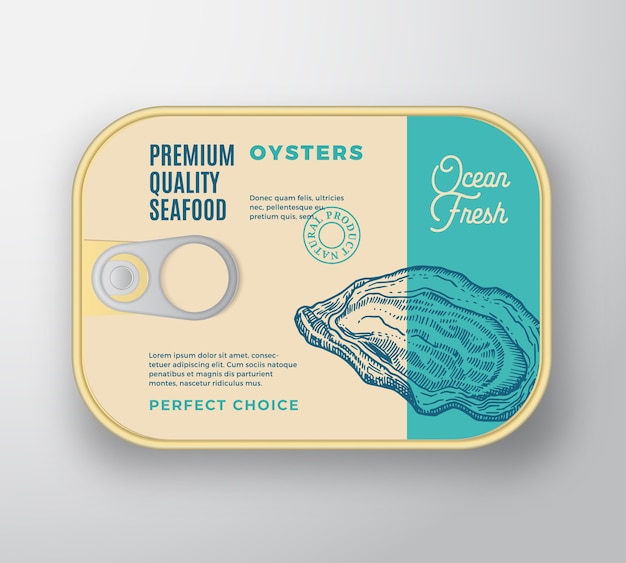 Premium Seafood Aluminium Container with Label Cover.