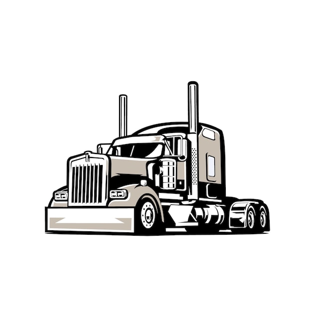 Premium Semi Truck 18 Wheeler Silhouette Vector