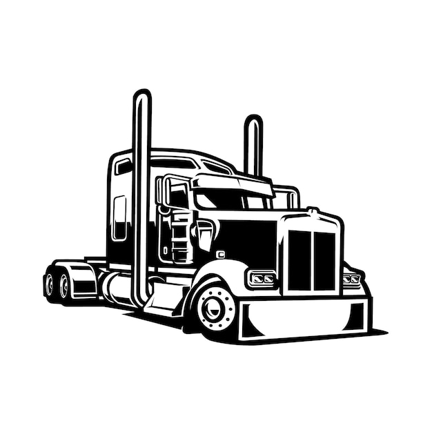 Premium Semi Truck Freight Vector Front Side View Isolated