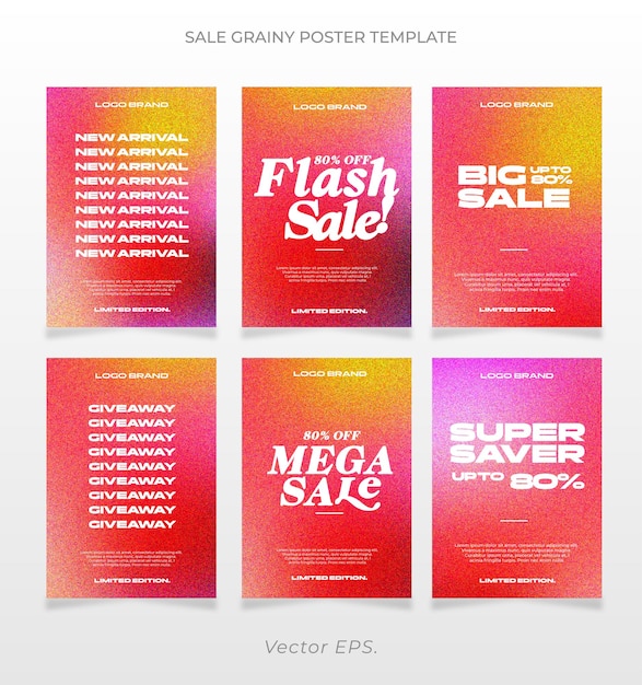 Premium Set Discount Flash Big Sale new arrival giveaway red Gradient grainy texture poster flyer