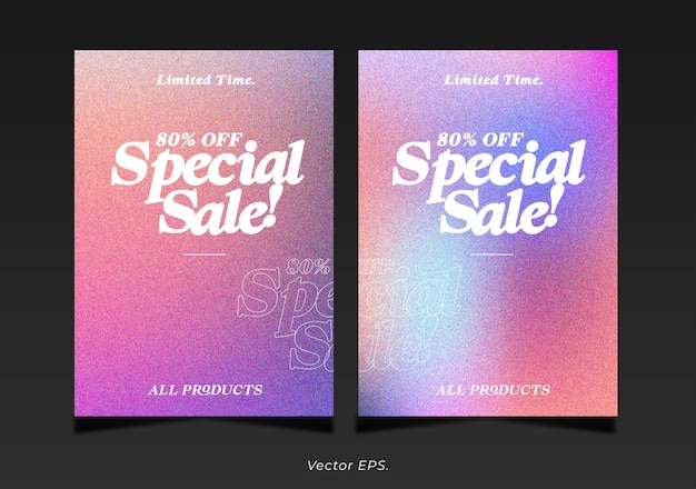 Premium Set Special Discount Sale Orange blue purple Gradient grainy texture poster flyer background