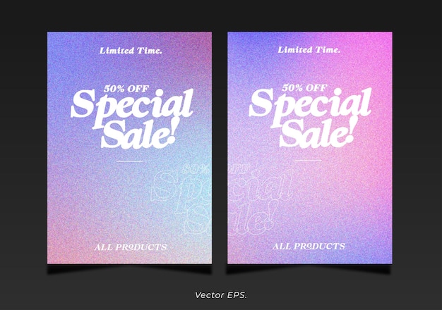 Premium Set Special Discount Sale Purple blue pink Gradient grainy texture poster flyer background