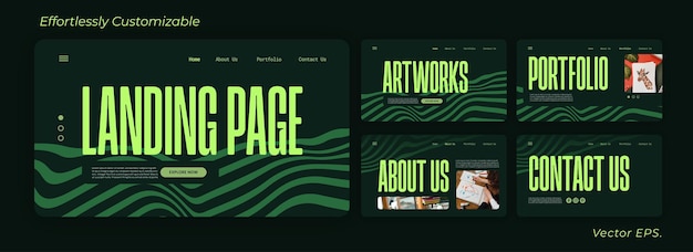 Vector premium set web design template texture line stripes abstract creative vector green