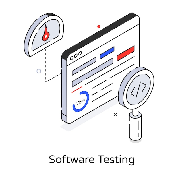 Premium software testing isometric icon