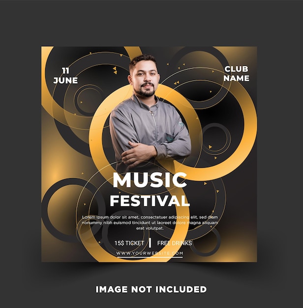 Premium Tempplate Music Festival social media banner. Vector EPS Template