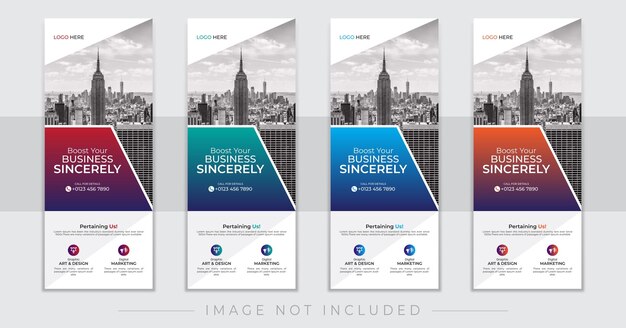 Premium and unique business rack card or dl flyer templates and standee roll up banner layout set