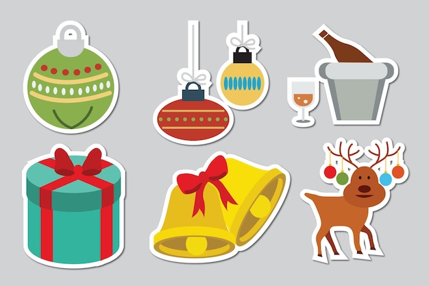 Premium vector of christmas stickers sticker pack design