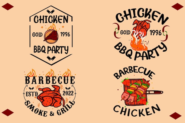 Premium Vector Collection of bbq badges in flat design