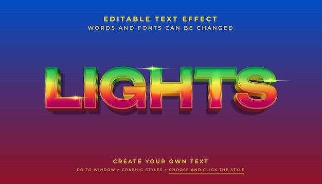 Premium Vector Editable 3D colorful rainbow text effect Rainbow lights graphic style