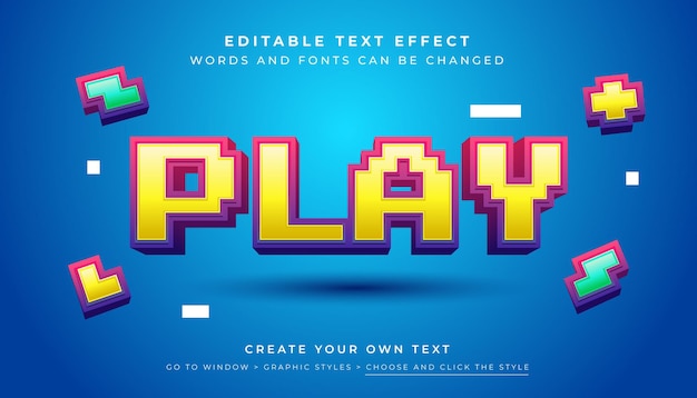 Premium Vector editable 3D colorful text effect Pixel game typography graphic style