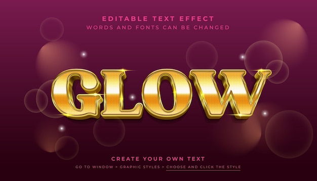 Premium Vector Editable 3D yellow gold text effect Shiny metal glowing gold graphic style