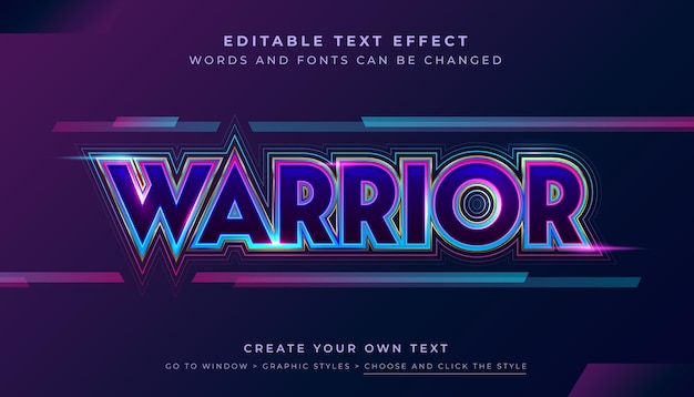 Premium Vector Editable game warrior heroes effect Glow futuristic game font style