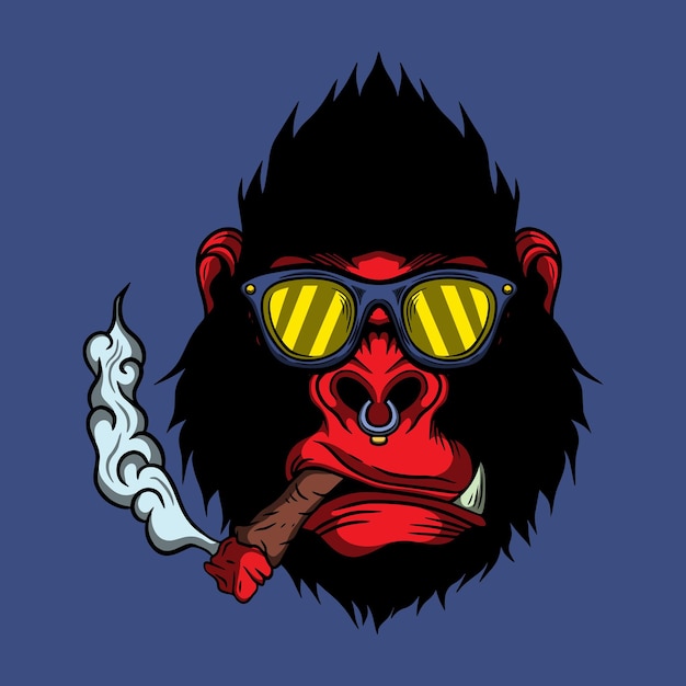 Premium Vector Gorilla Glasses Hand Drawn Illustration