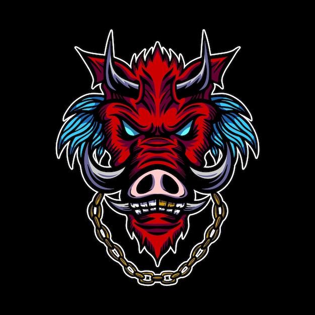 Premium Vector Hand Drawn Angry Boar Head Illustration