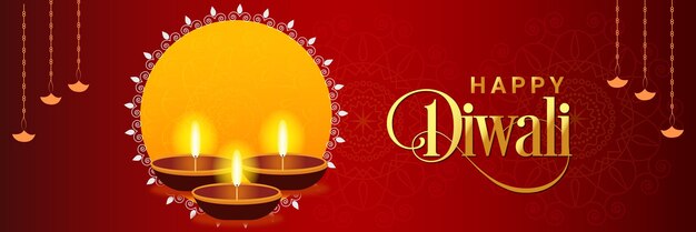 Premium Vector Happy Diwali Banner Background Design