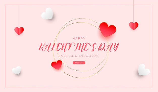 Premium Vector Happy Valentines Day Love Hearts Banner