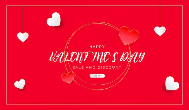 Premium Vector Happy Valentines Day Love Hearts Banner