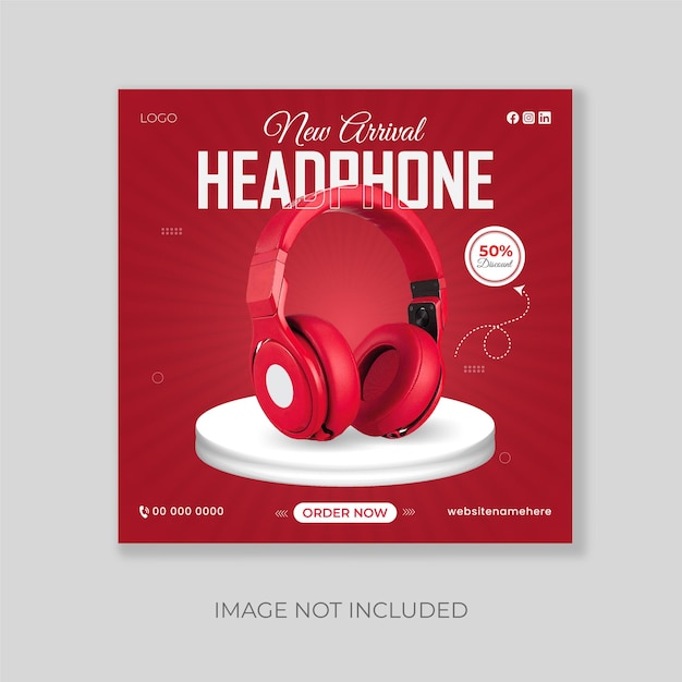 Premium vector Headphone social media post banner template