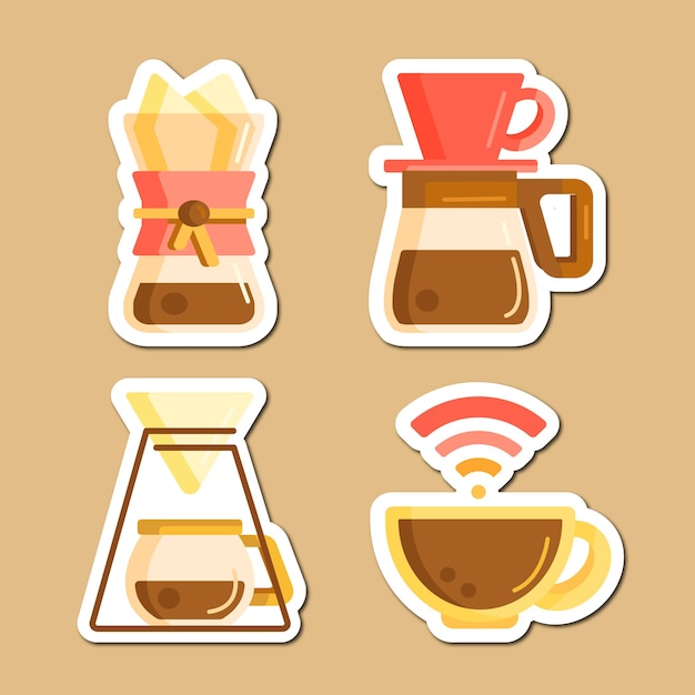 Premium vector of sticker coffee vector sticker set