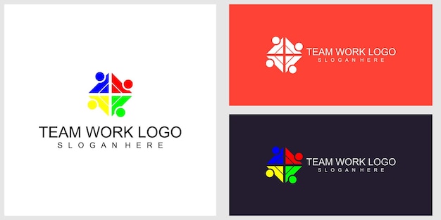 Premium Vector Team work logo design corporate peoples vector template