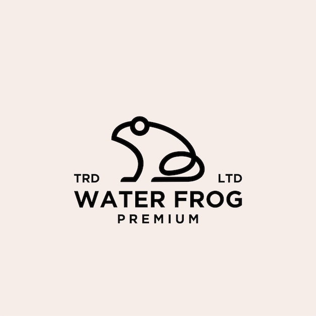 Premium water frog black line vector logo