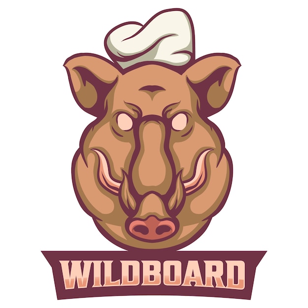 Vector premium wild boar chef logo mascot vector illustration