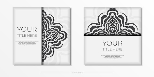 Preparing postcards White colors with Indian ornaments Template for design printable invitation card with mandala patterns