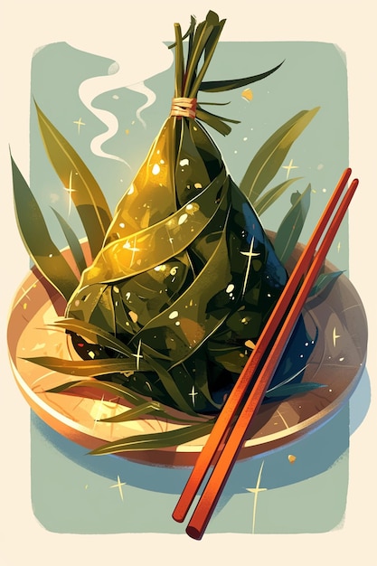 Vector preparing zongzi for duanwu festival