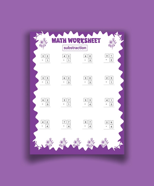 Preschool addition math worksheet template