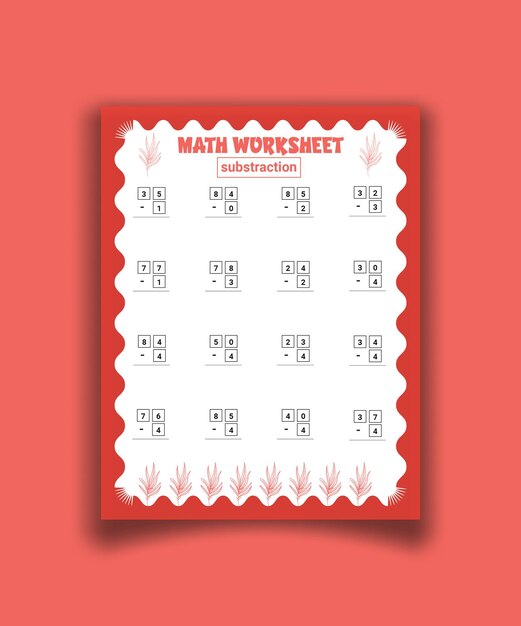 Preschool addition math worksheet template