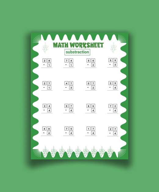 Preschool addition math worksheet template