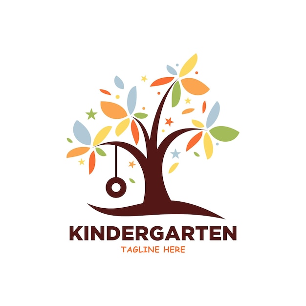 Preschool kindergarten playgroup logo icon design template children school vector