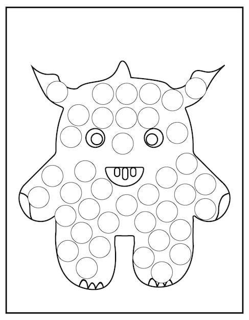 Preschool worksheet for practicing fine motor skills Dot Marker Monster Coloring Page